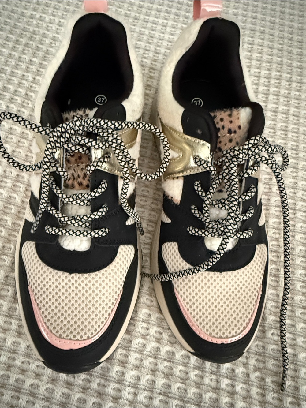 Women's Fashion Sneakers in Pink, Black, Gold by POSH in size 37/7